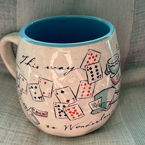 DISNEY ALICE IN WONDERLAND COFFEE MUG W/PLAYING CARDS, MAD HATTER , TEACUPS - Picture 6 of 14